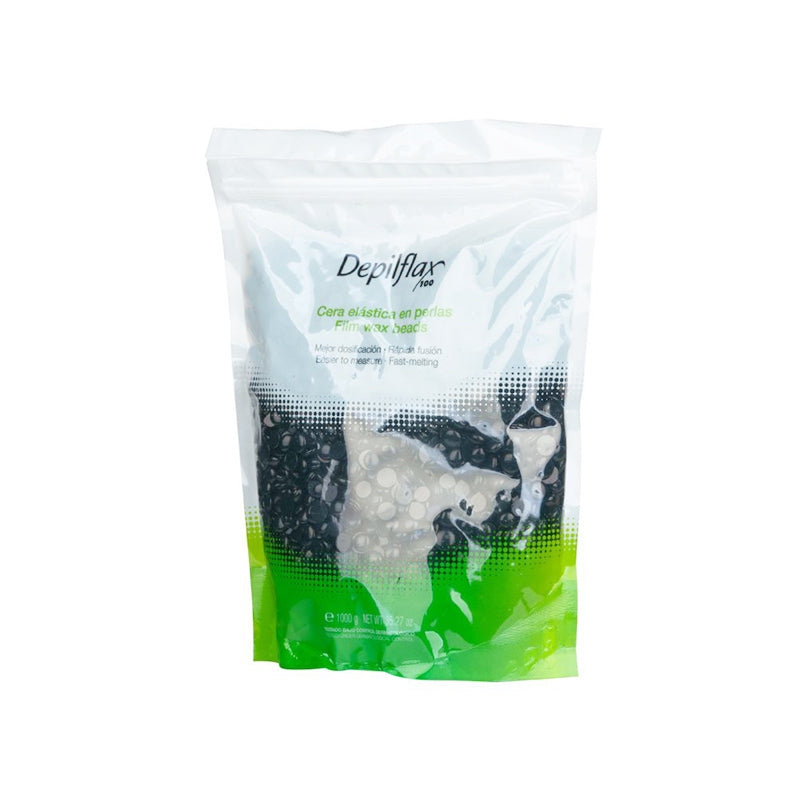 Depilflax 100 flexible depilatory wax with a low melting point pearl negra black 1000g