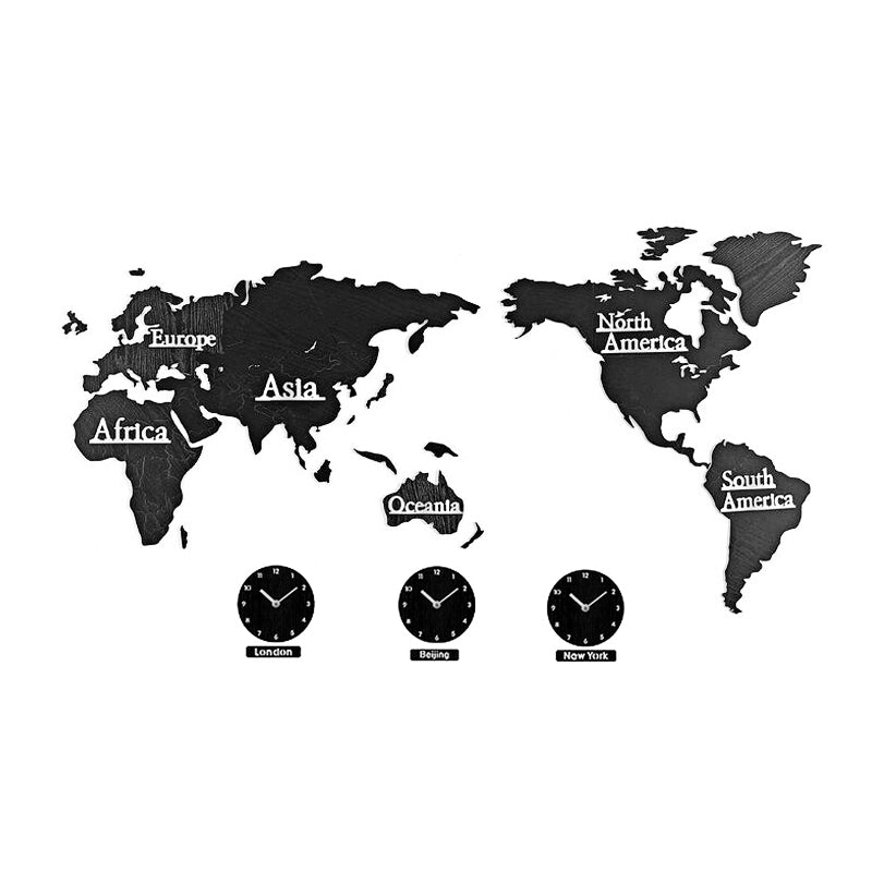 World map decoration clock - time zones